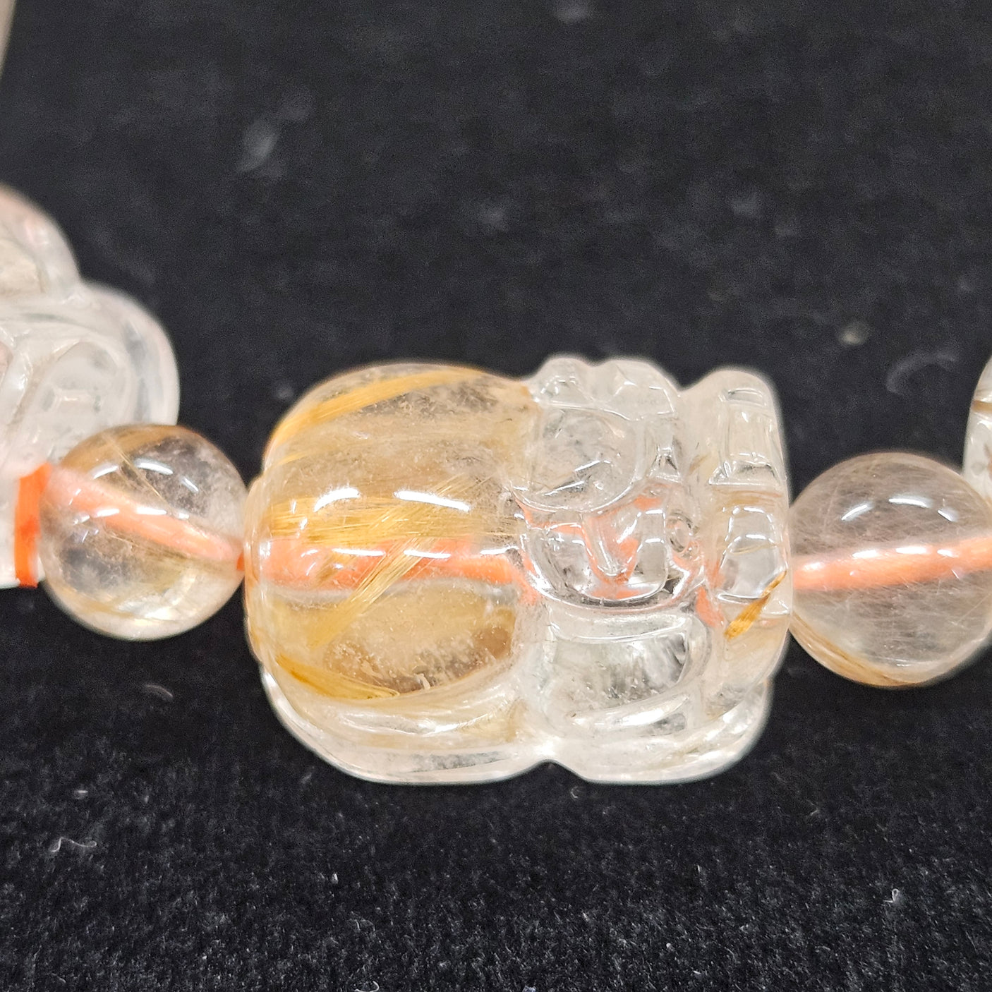 ルチルヒキュウブレスレット 約15×6.5mm 【会長秘蔵コレクション】<0044>