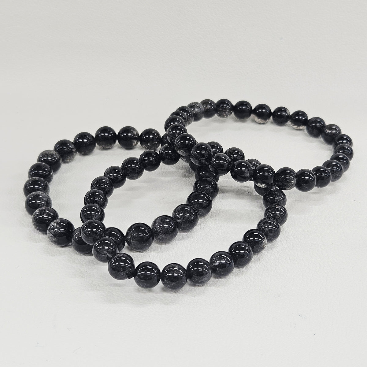 【高品質】ブラックルチルクォーツ 7.5~8mm ブレスレット