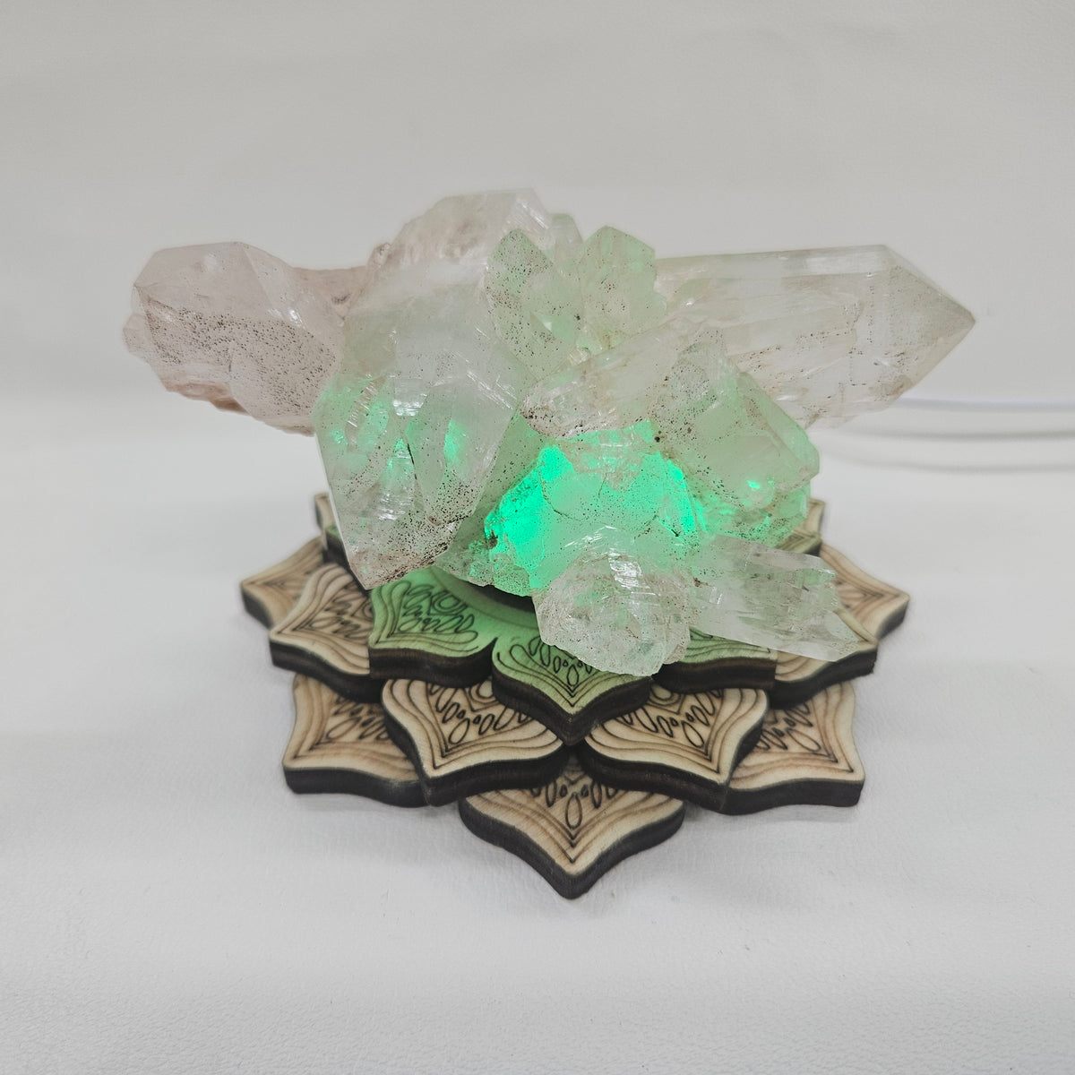 蓮の花 木製LEDライト台座