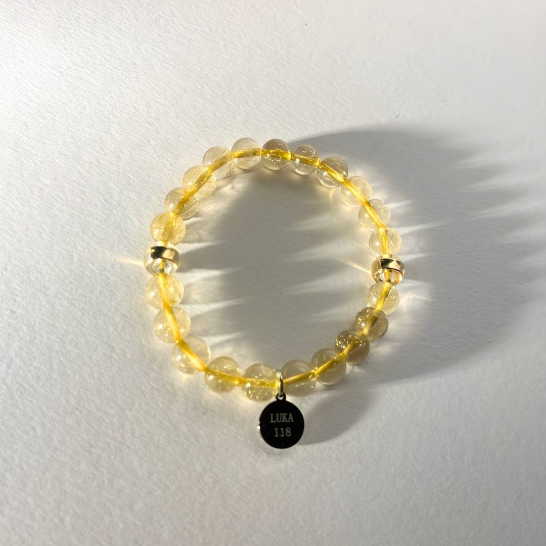 【単品売り】L.U.K.A118磁気アームレット:ルチルクォーツ約8mm【※注意事項あり】