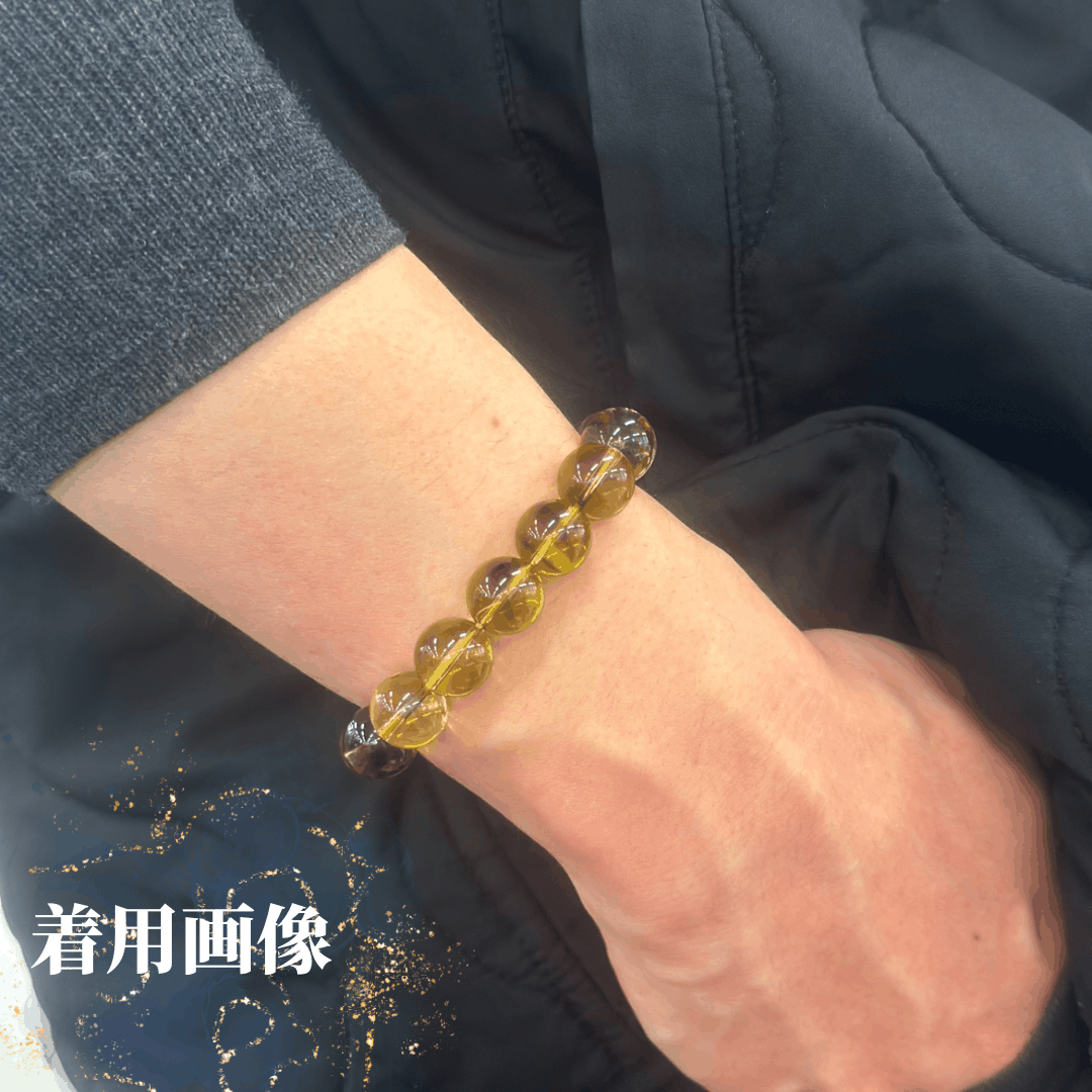 【高品質】ブラックファントムイエロークォーツ ブレスレット【ヒカルファントム】12mm