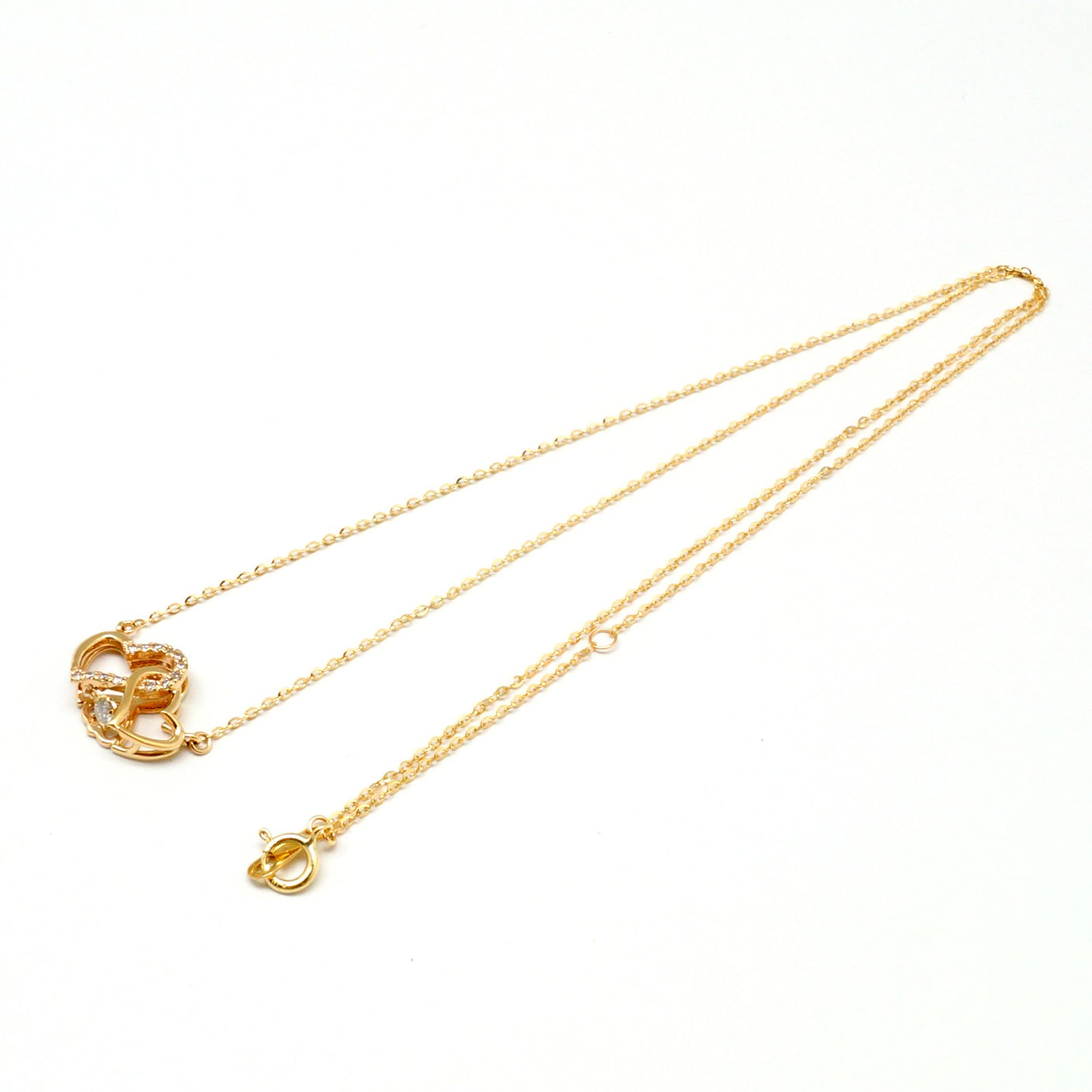 【Diamond Series】ダブルオープンハートネックレス【K10 ダイヤモンド】