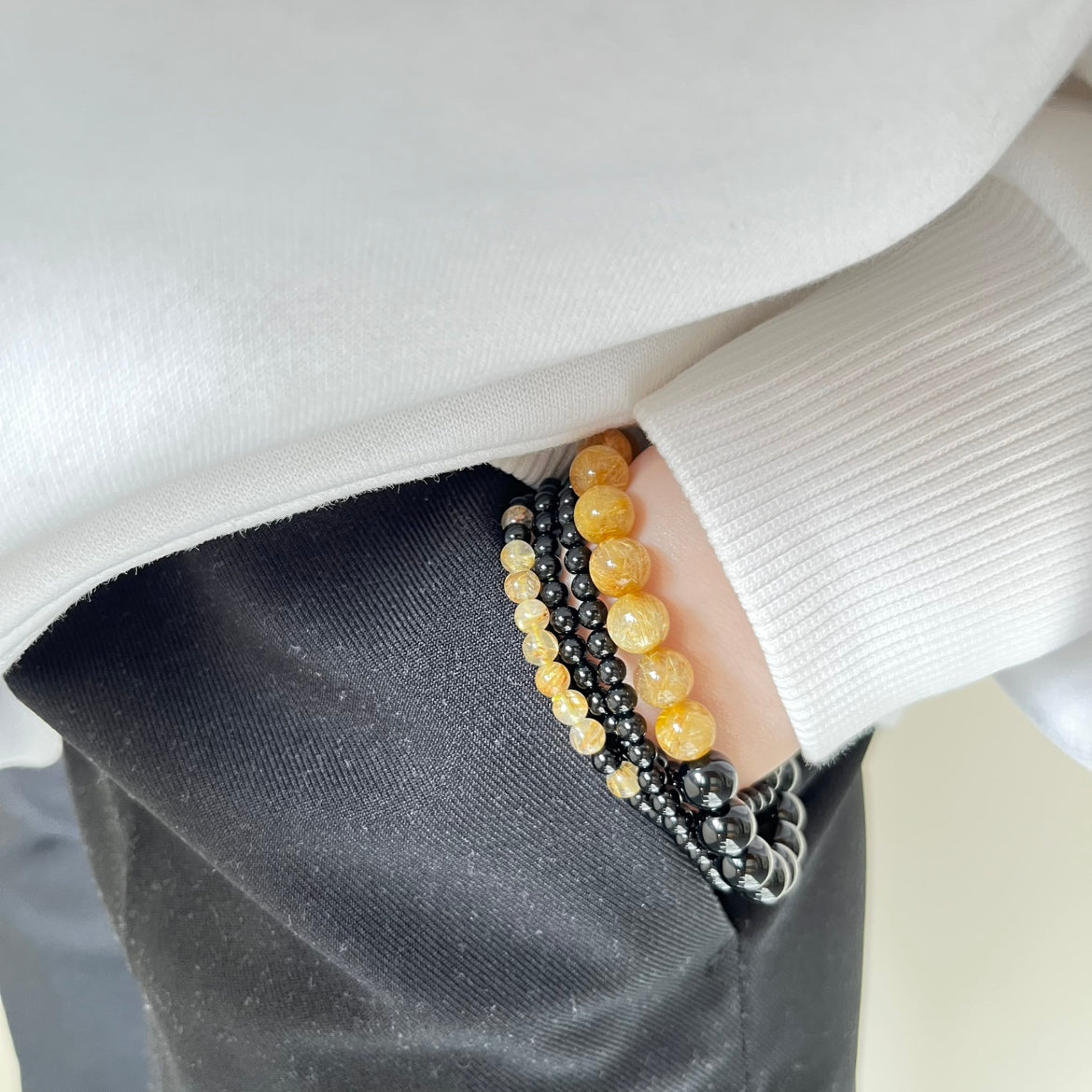 【ヒカル社長】ルチルオニキス2Wayネックレス 4mm 内径(長さ)52cm