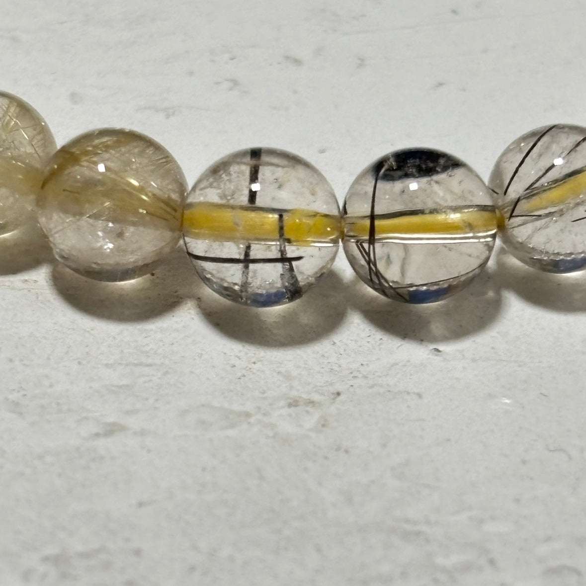 【ルチルヒカルモデル】ゴールドルチル × ブラックルチル (ゴールド約7.5mm、ブラック約7.5〜8.0mm) ブレスレット