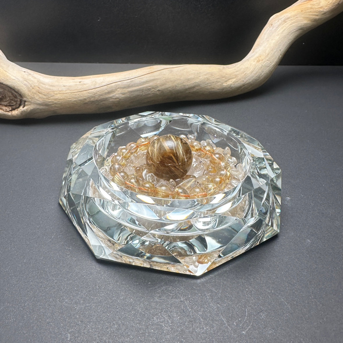 【オリパの虎500円OFFクーポン対象】浄化セット(浄化チップ・八角形ガラス皿-L)