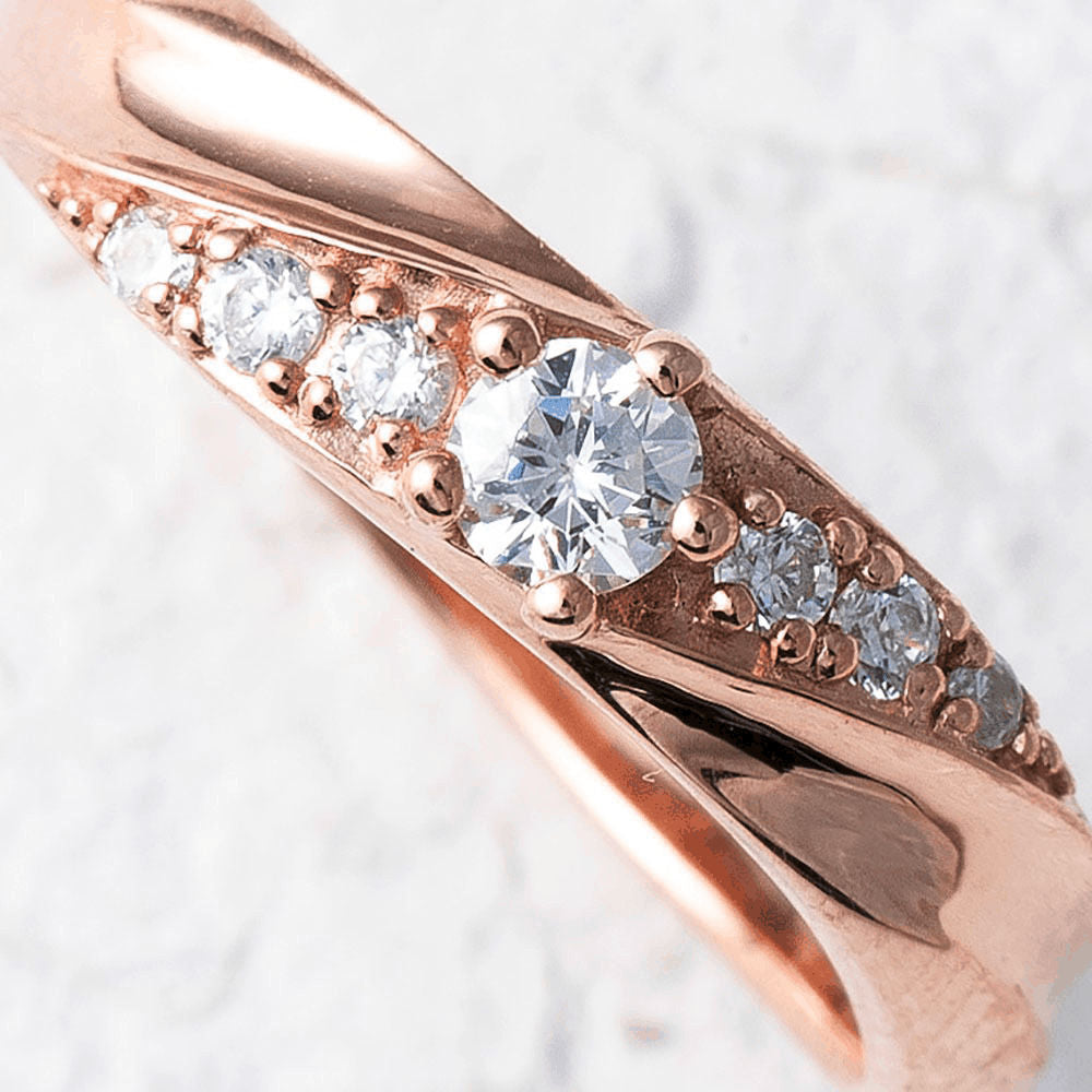 【Twinkle Dream Star premium】ラインデザイン シルバー925リング(ピンクゴールドカラー)