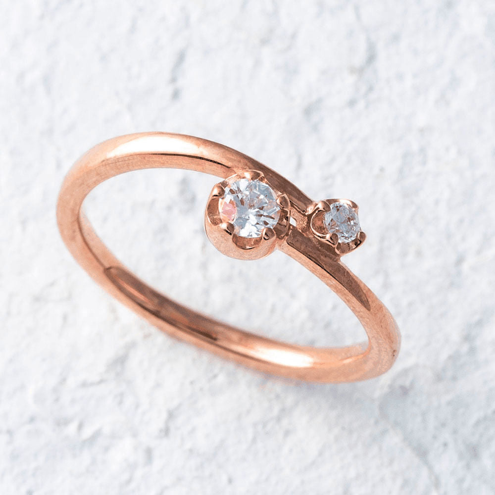 【Twinkle Dream Star premium】ダブルストーンクロスリング シルバー925リング