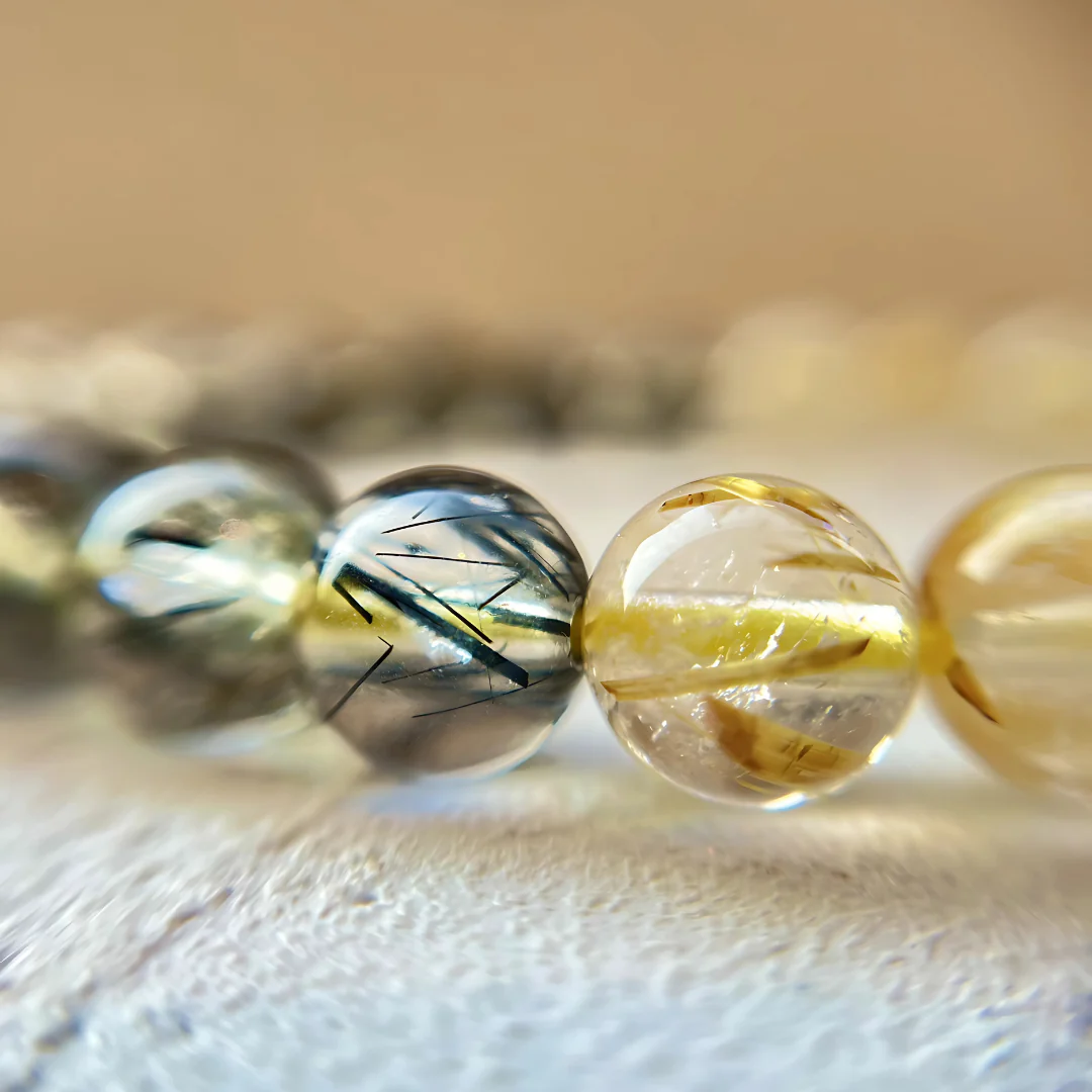 【オリパの虎10,000円OFFクーポン対象】【ヒカルモデル】ゴールドルチル×ブラックルチル (ゴールド約7.5mm、ブラック約7.5~8.0mm)ブレスレット