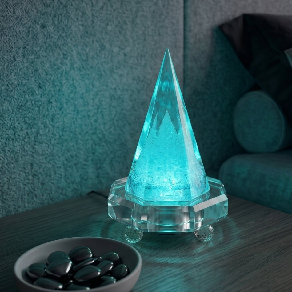 【単品売り】盛り塩+水晶さざれ(LED台座付き)アクリル - KAMI