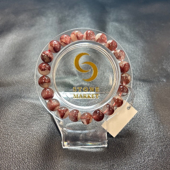 レッドファントムブレスレット 内径約15cm ルース約9mm 【会長秘蔵コレクション】<0062>