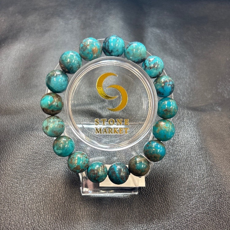 ターコイズブレスレット 内径約16.5cm ルース約12mm 【会長秘蔵コレクション】<0067>