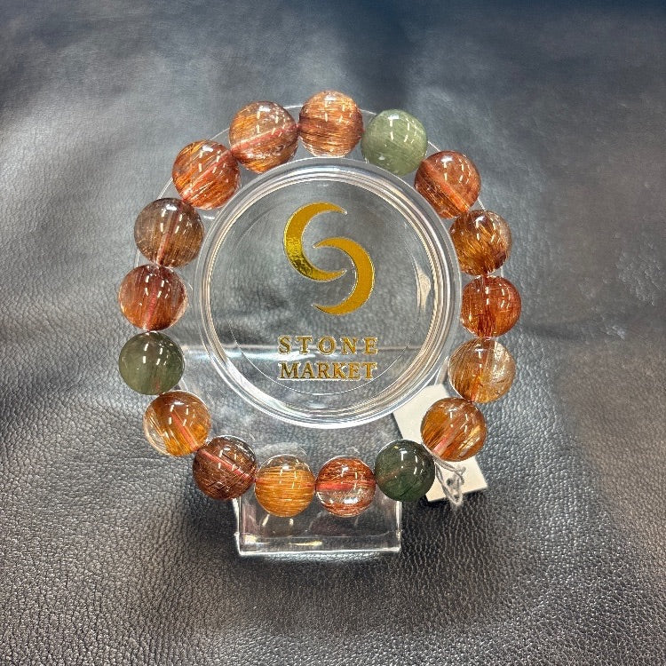 ミックスルチルブレスレット 内径約16.5cm ルース約12mm 【会長秘蔵コレクション】<0090>