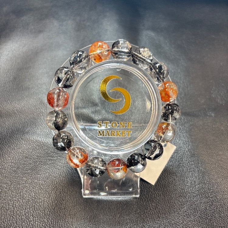 ヒマラヤエレスチャル水晶ブレスレット 内径約16cm ルース約11mm 【会長秘蔵コレクション】<0095>