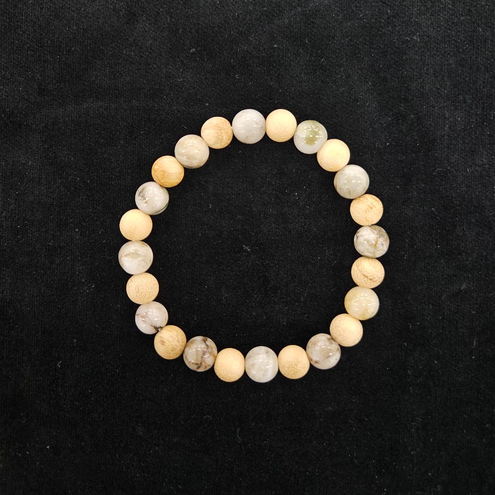おいせ石×白檀 ブレスレット 内径約16.5cm ルース約8mm