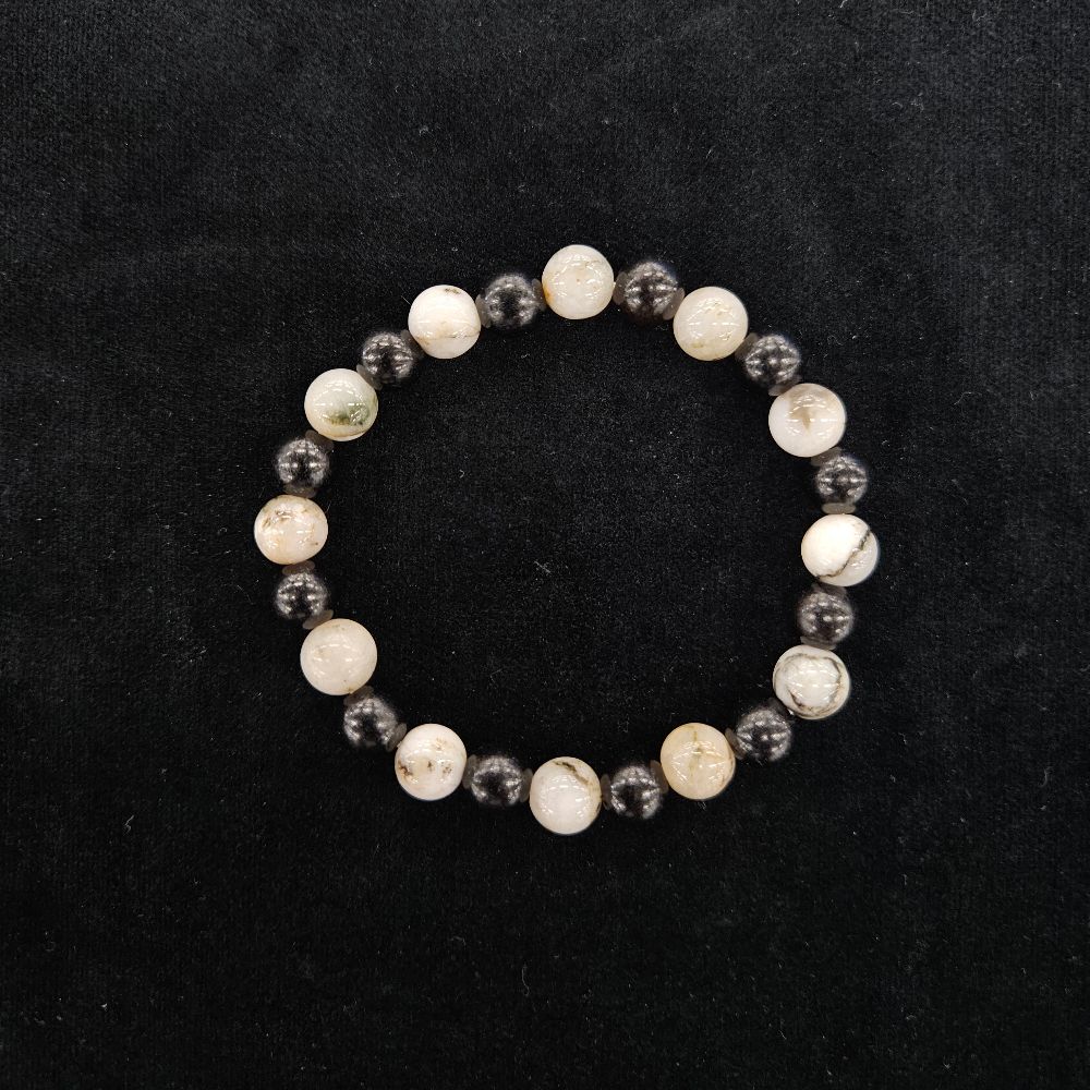 おいせ石×黒檀 ブレスレット 内径約16.5cm ルース約8mm