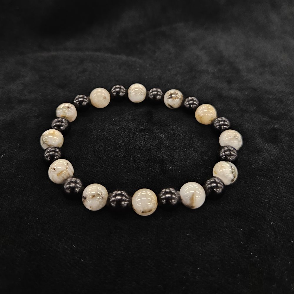 おいせ石×黒檀 ブレスレット 内径約16.5cm ルース約8mm