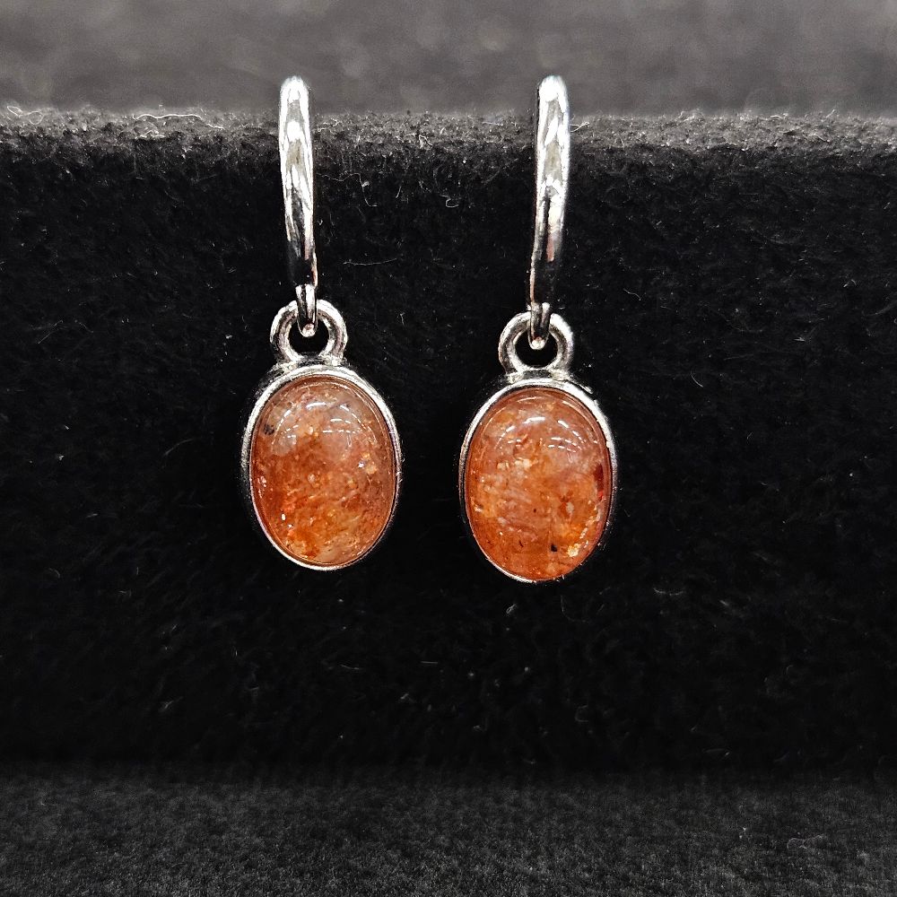 サンストーン ピアス 18mm × 6mm