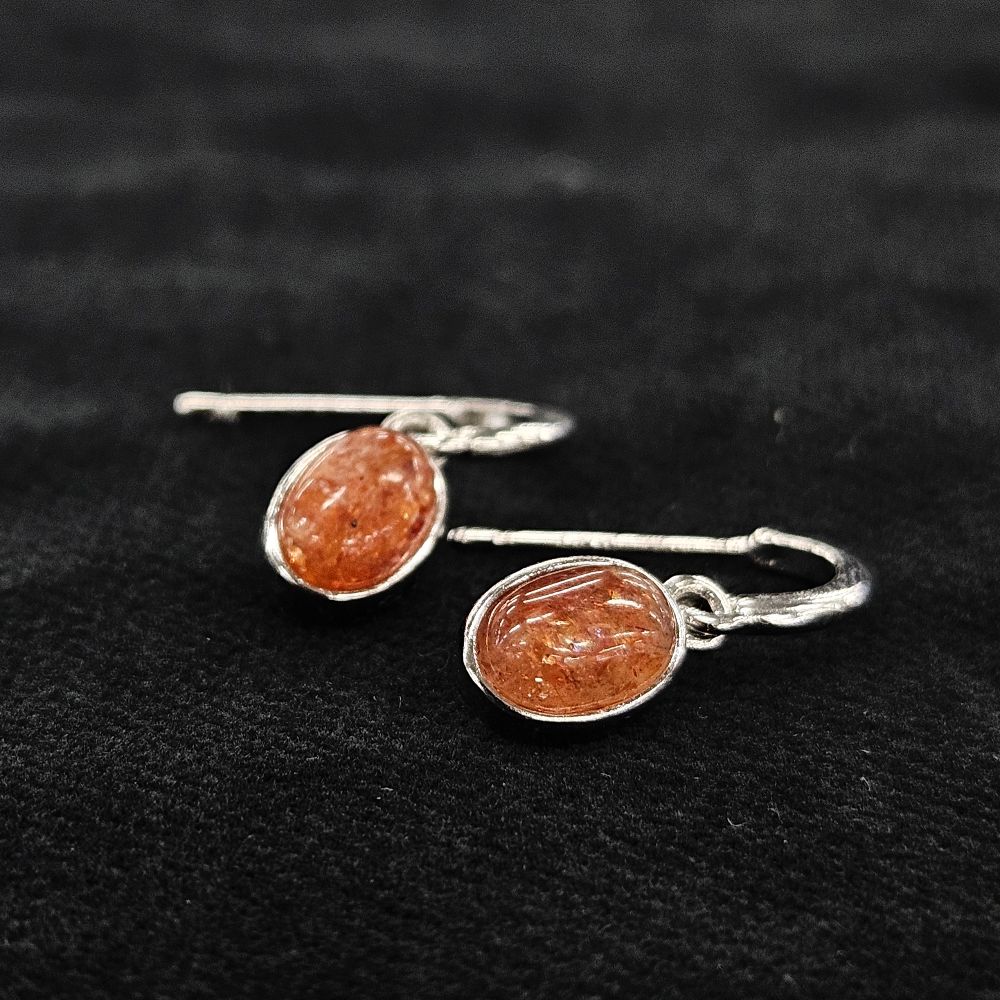 サンストーン ピアス 18mm × 6mm