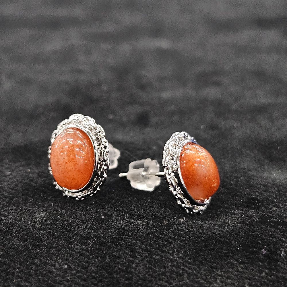 サンストーン ピアス 11mm × 9mm