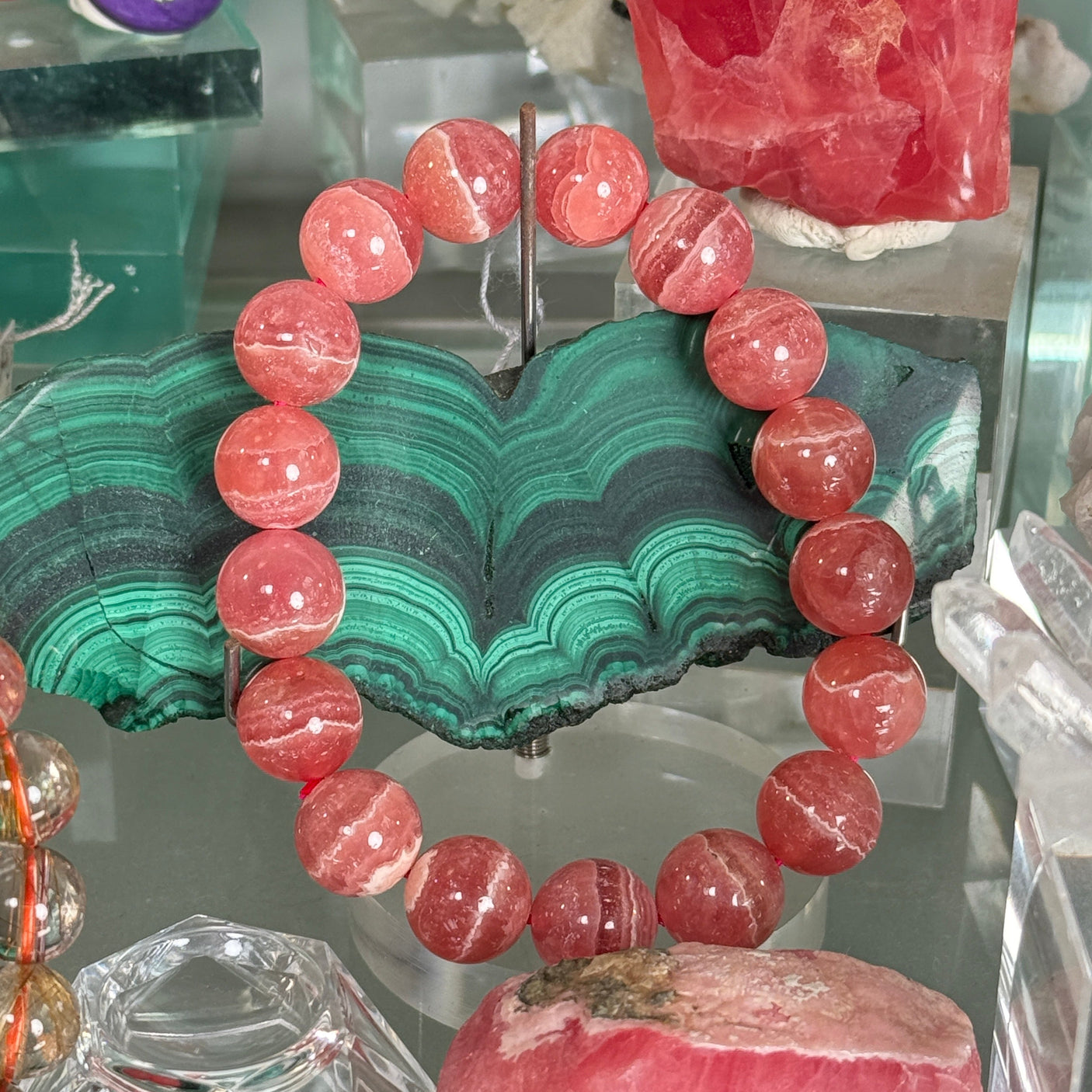 インカローズブレスレット 内径18.5cm ルース約12mm 【1点限り】【中村会長ショーケースコレクション】