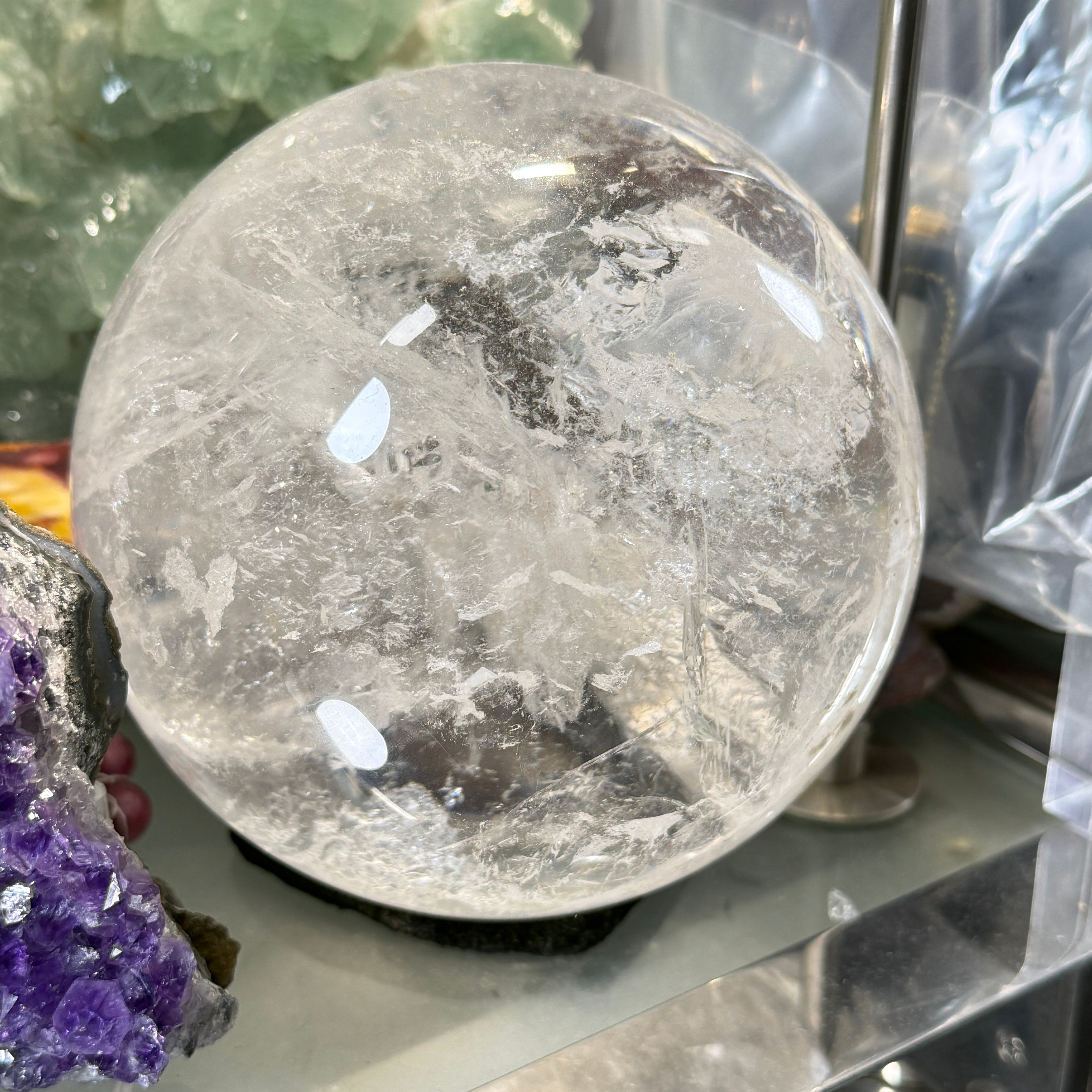 水入り水晶スフィア 約136mm 【1点限り】【中村会長ショーケース