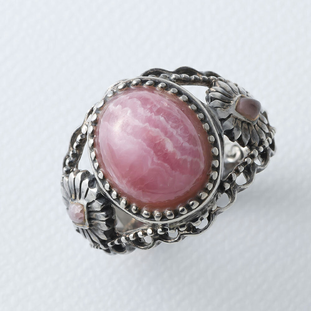 【話題のインカローズ!】エレガントレースデザインシルバー925リング:インカローズ