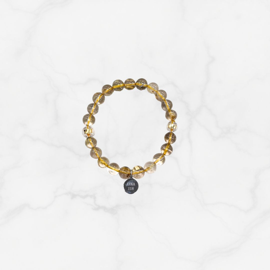 【単品売り】L.U.K.A118磁気アームレット：ルチルクォーツ約8mm【※注意事項あり】