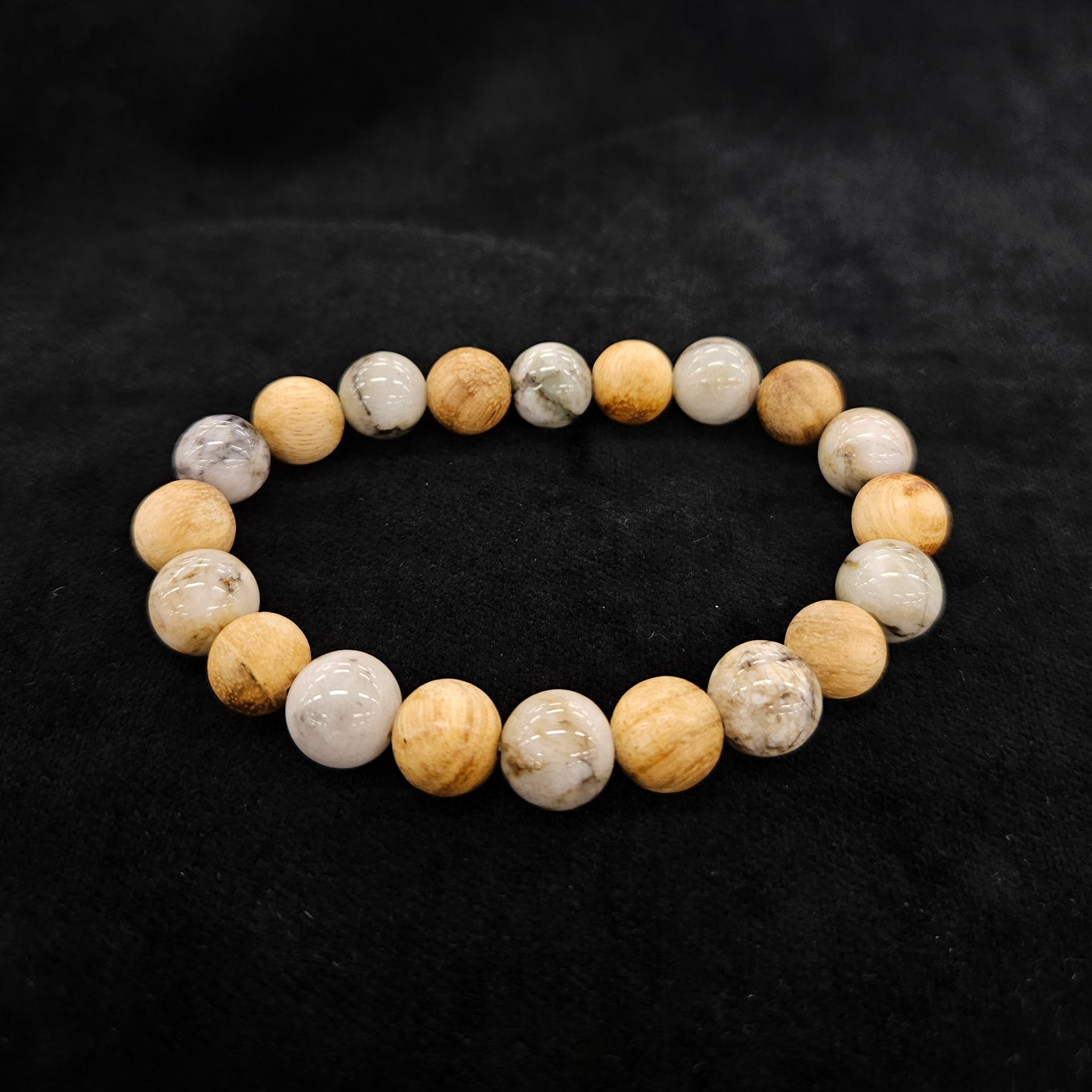 おいせ石×白檀 ブレスレット 内径約16.5cm ルース約10mm