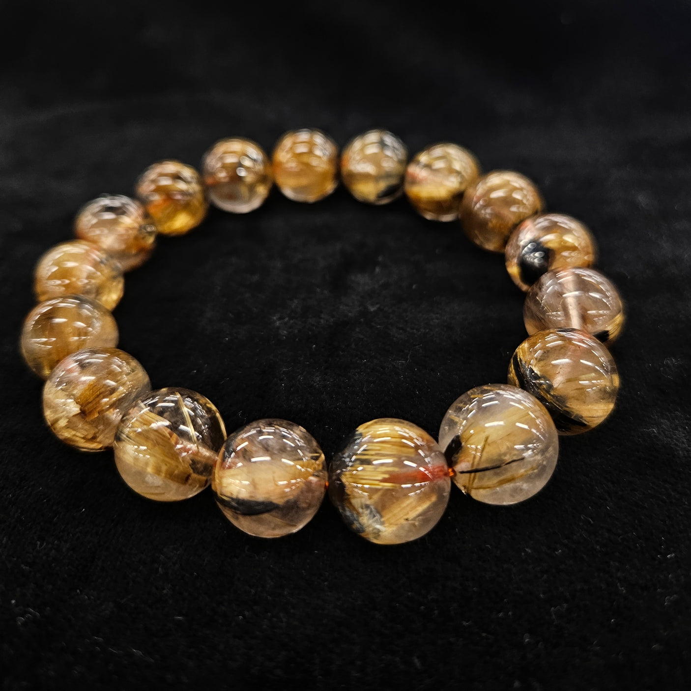 【一点限り】【高品質】太陽放射ルチルクォーツ12mmブレスレット