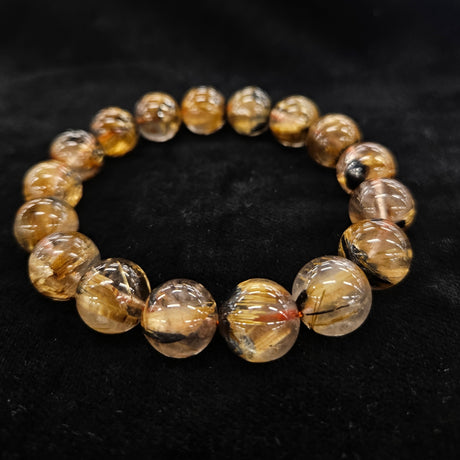 【一点限り】【高品質】太陽放射ルチルクォーツ12mmブレスレット