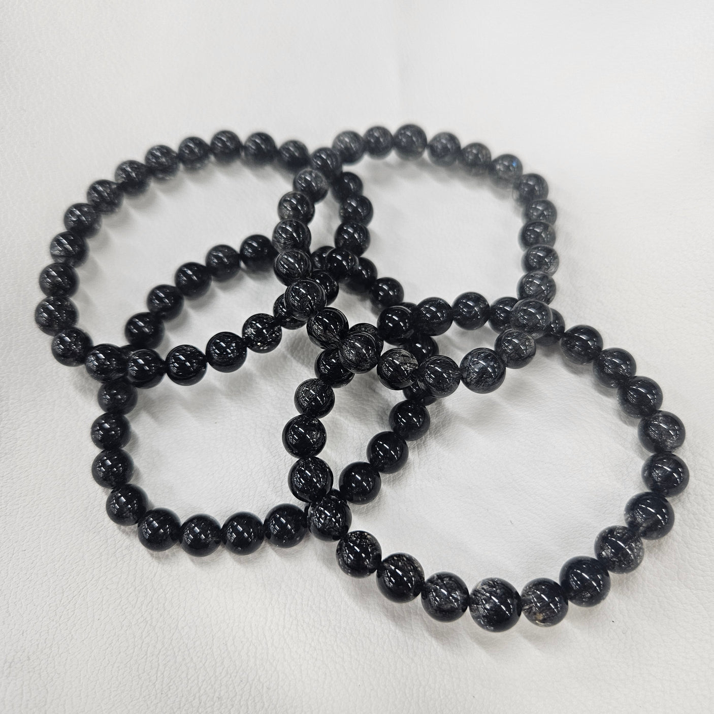 【高品質】 ブラックルチルクォーツ ブレスレット 7mm