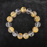 【一点もの】ゴールドルチル×水晶 14mm×13mm ブレスレット