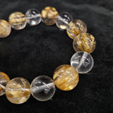 【一点もの】ゴールドルチル×水晶 14mm×13mm ブレスレット