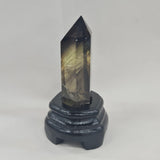 【ヒカルファントム】ブラックファントムイエロークォーツ ポイント約32x48x95mm/270g-A 【1点限り】（台座付）