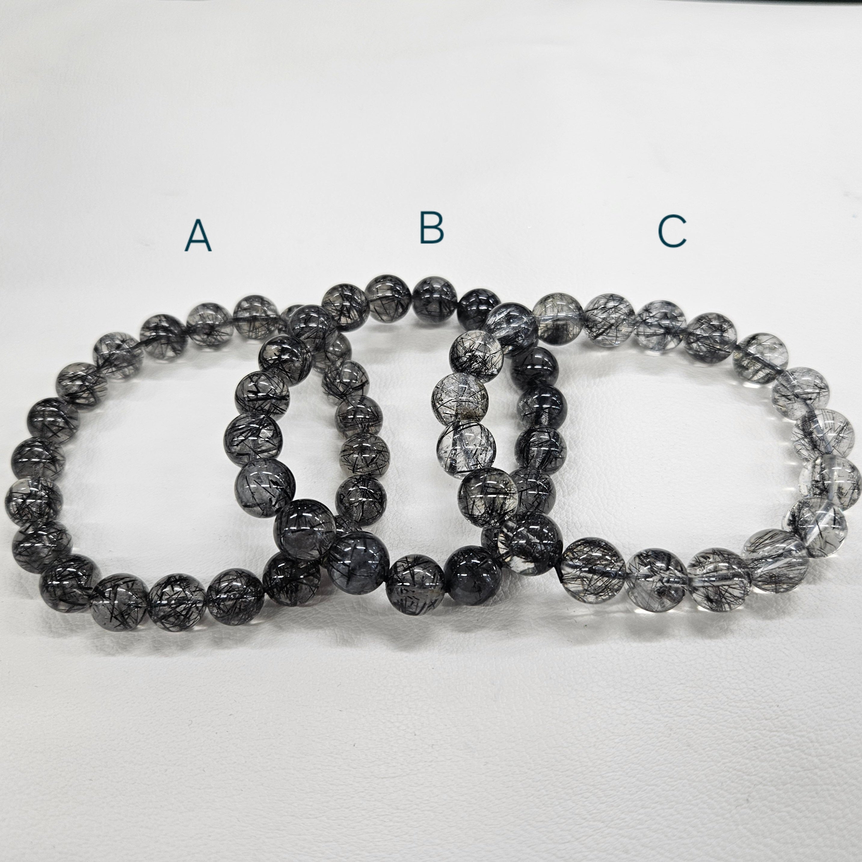 ブラックルチル　レッドルチル　パワーストーンブレスレット　内径約14.5cm ストーンマーケット公式ライブショップ】 ブラックルチル ブレスレット