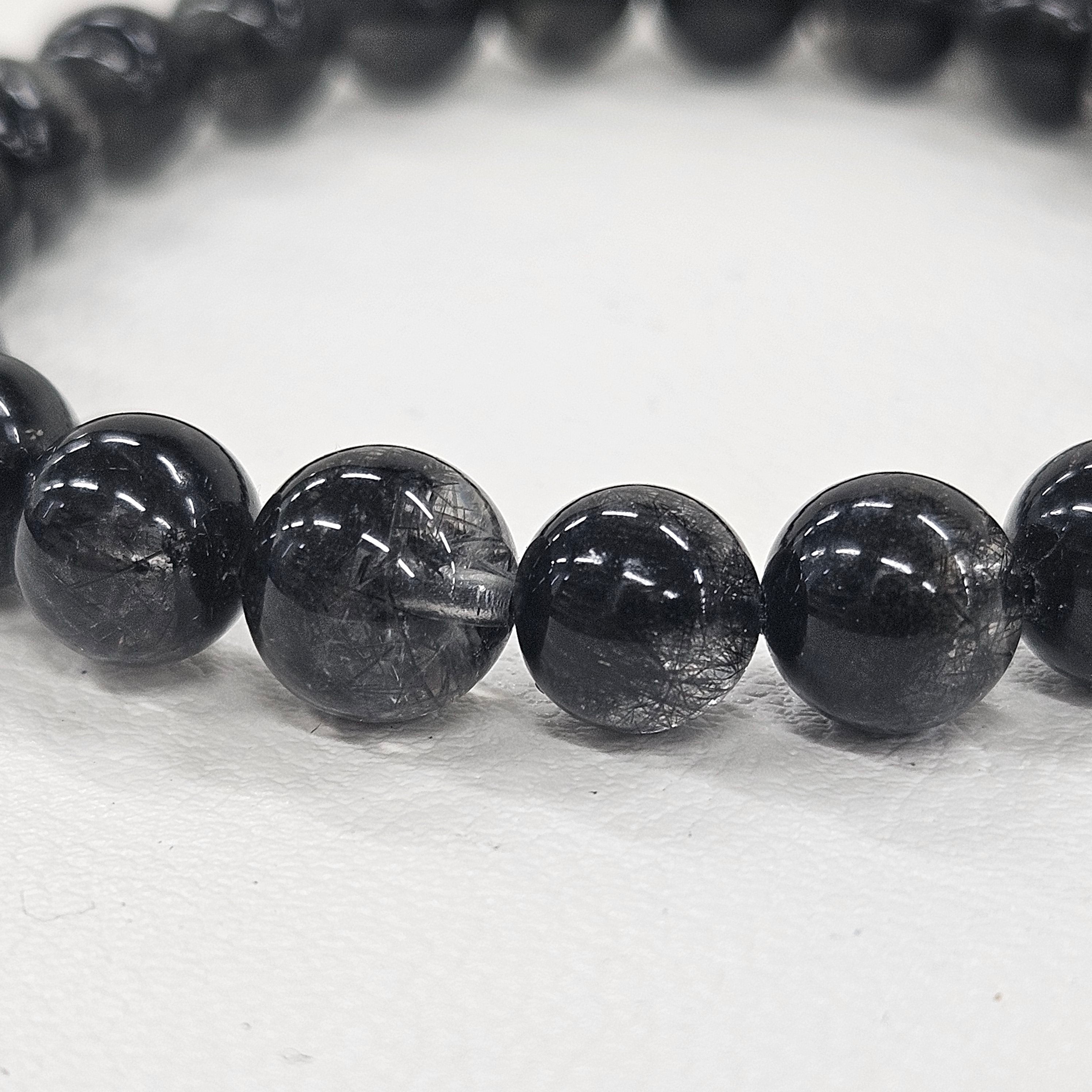 ブラックルチルクォーツ - ブレスレット10mm - 天然石 - 金運 ブラックルチルクォーツ - ブレスレット10mm - 天然石 - 金運