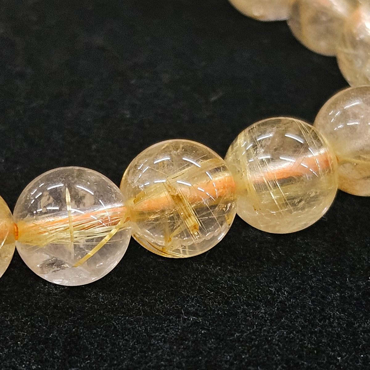 【ヒカルモデルセット】ルチルクォーツ + ブラックルチル7.5~8.5mm ブレスレット 2本セット