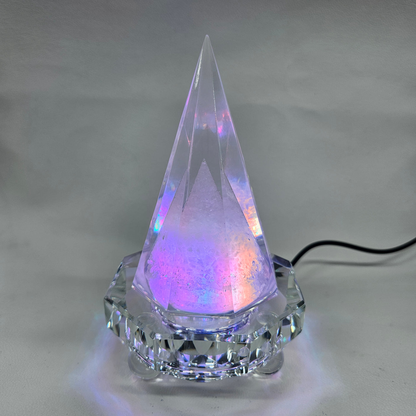 【単品売り】盛り塩＋水晶さざれ（LED台座付き）アクリル - KAMI