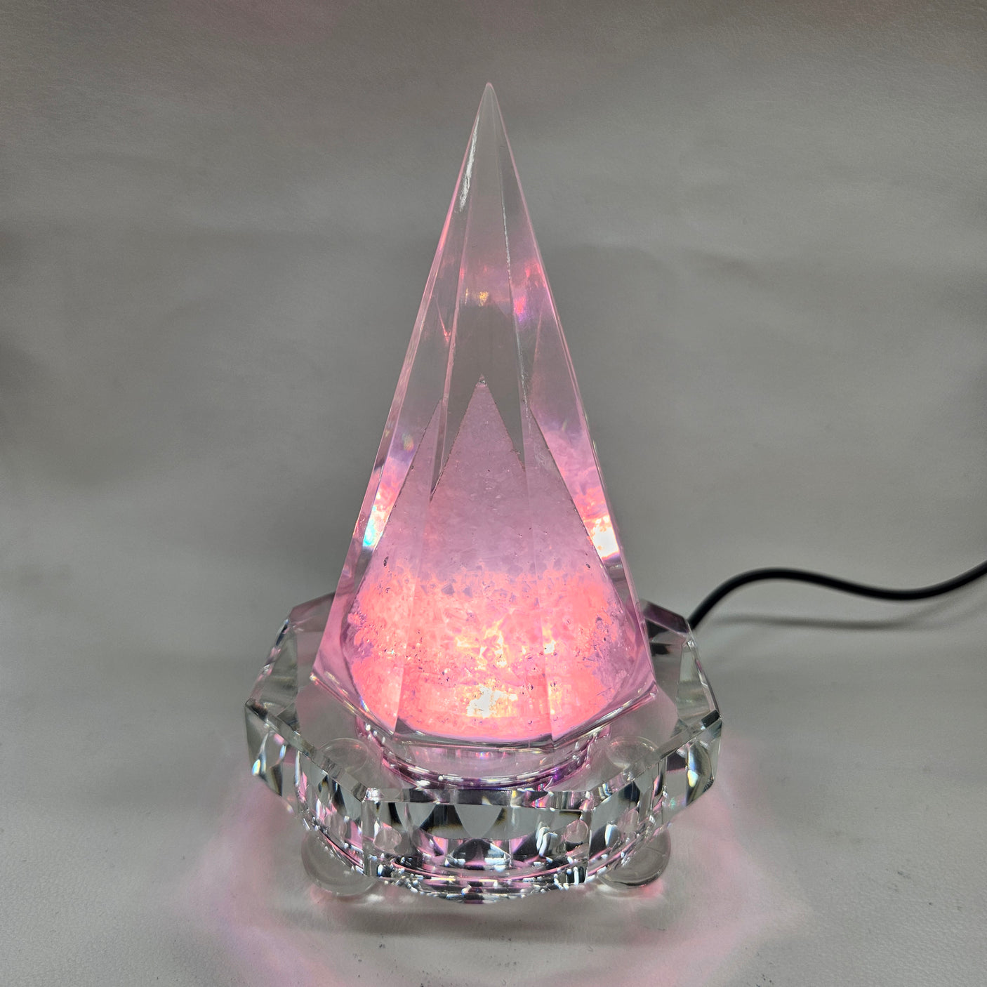 【単品売り】盛り塩＋水晶さざれ（LED台座付き）アクリル - KAMI