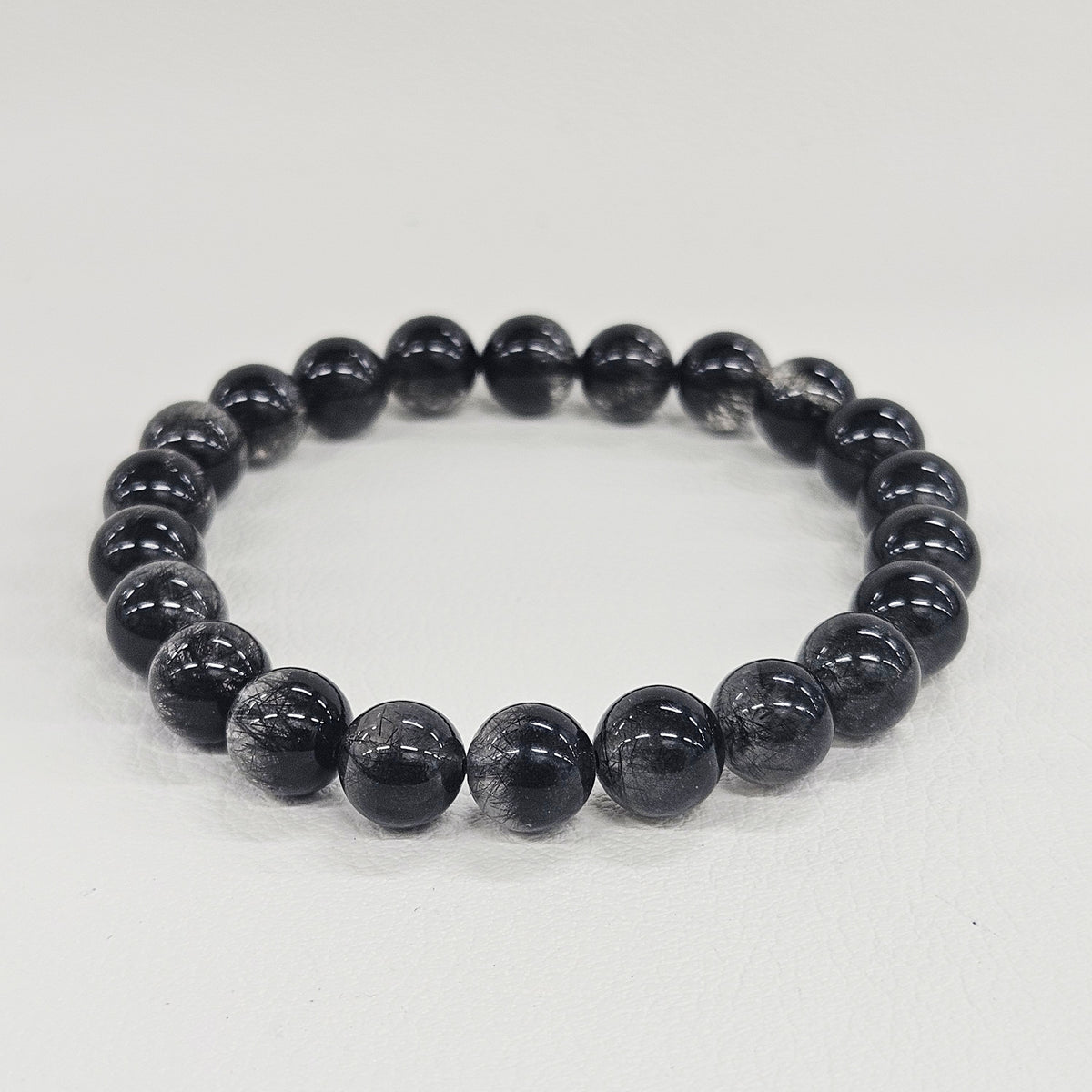 【高品質】ブラックルチルクォーツ 7.5~8mm ブレスレット