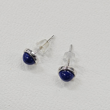 Lapis Lazuli Silver Round Earrings