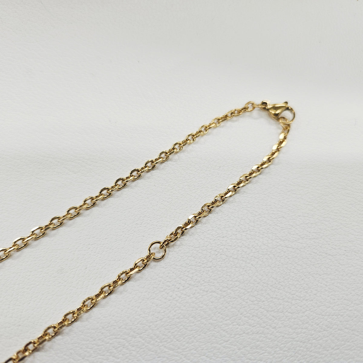 ステンレスチェーン ゴールドカラー 50/55cm(2Way) あずき型カット3mm