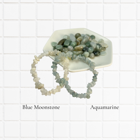 さざれブレスレット：アクアマリン 約5〜6mm