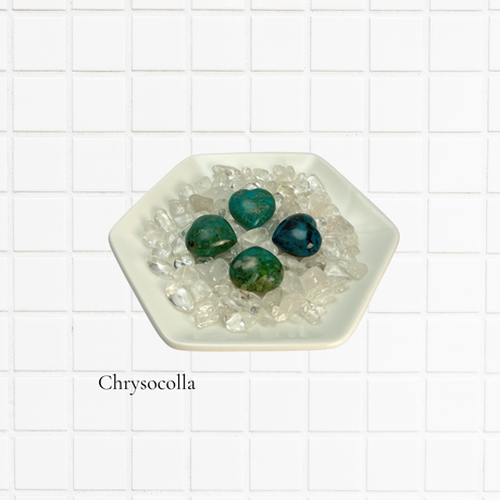 ハートタンブル：クリソコラ【単品】【ランダム】約20mm×19mm/約7g
