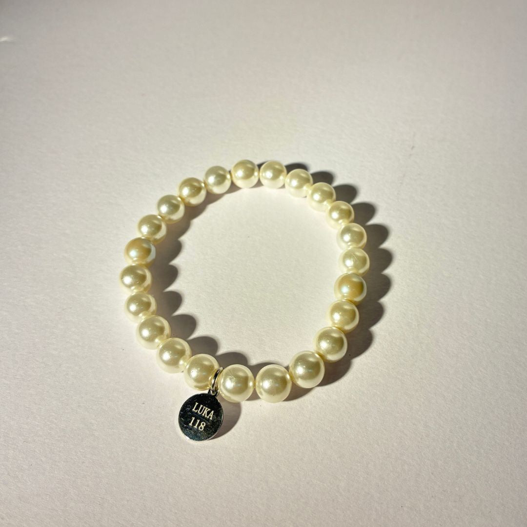 【単品売り】L.U.K.A118磁気アームレット：淡水パール約8mm【※注意事項あり】