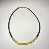 【単品売り】L.U.K.A118磁気ネックレス：ルチル約6㎜・ブラックスピネル約2.5‐3.5㎜(約45㎝)【※注意事項あり】