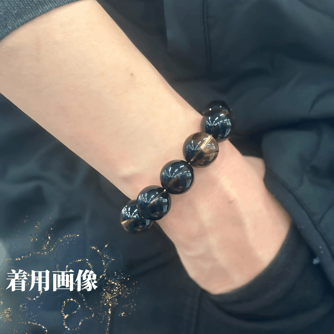 【高品質】ブラックファントムイエロークォーツ ブレスレット【ヒカルファントム】18mm