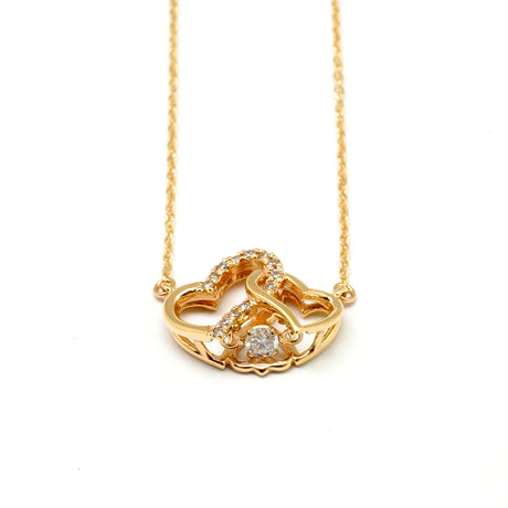 【Diamond Series】ダブルオープンハートネックレス【K10 ダイヤモンド】