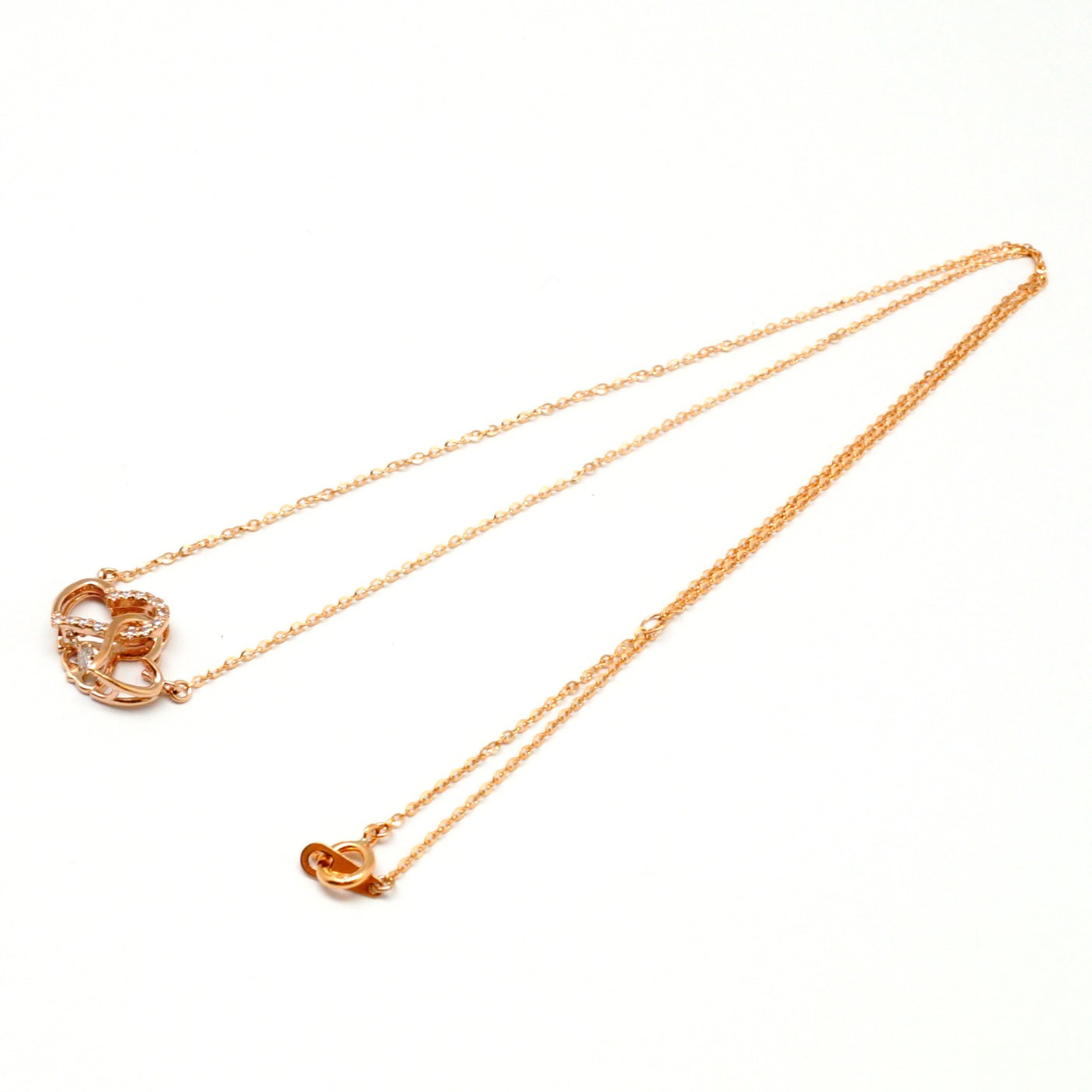 【Diamond Series】ダブルオープンハートネックレス【K10 ダイヤモンド】