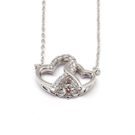 【Diamond Series】ダブルオープンハートネックレス【K10 ダイヤモンド】